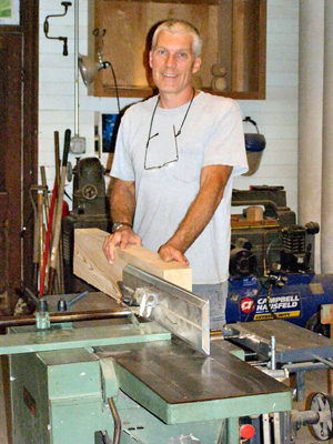 Joshua in his  Woodworking Studio